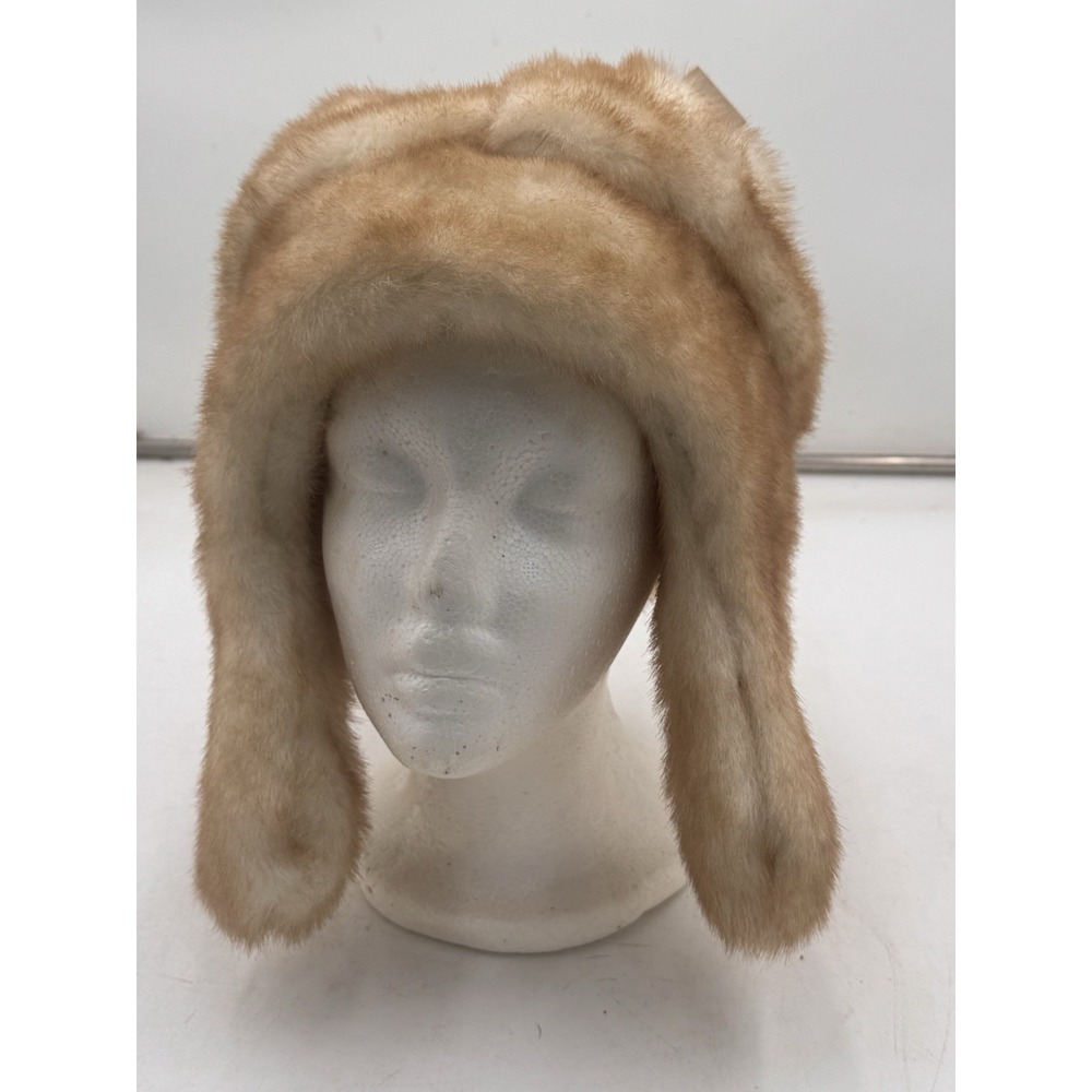 NWT Faux Fur Trapper Hat Tan Camel Ear Flap Winter Hat One Size Fits Most Cozy
